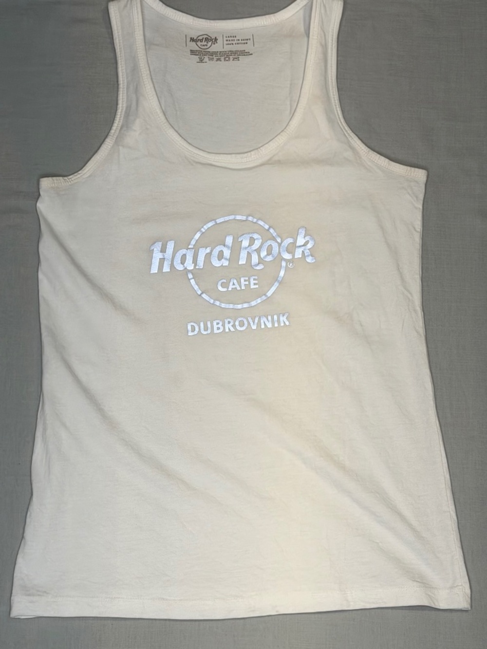 Hard Rock Cafe White Tank Top From Dubrovnik Croatia  - Large